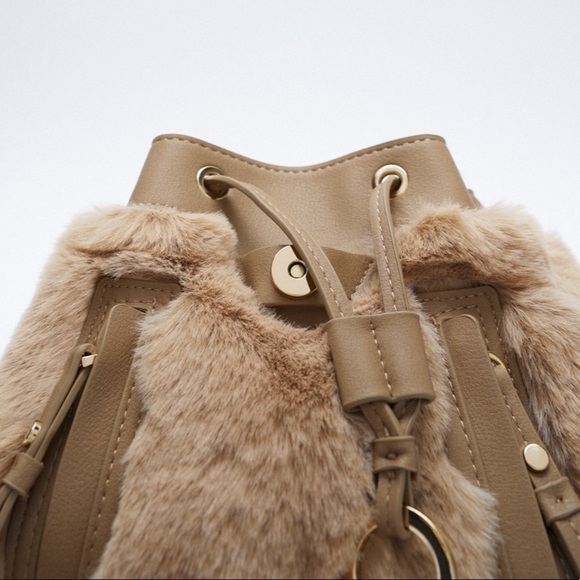ZARA BNWT Faux Fur Backpack